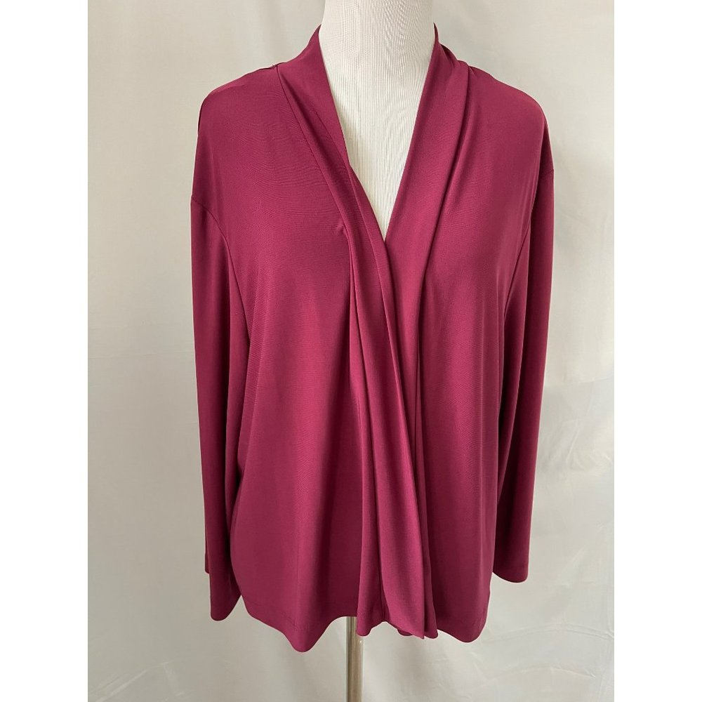 RN Studio Burgundy Long Sleeve Cardigan - Picture 3 of 9